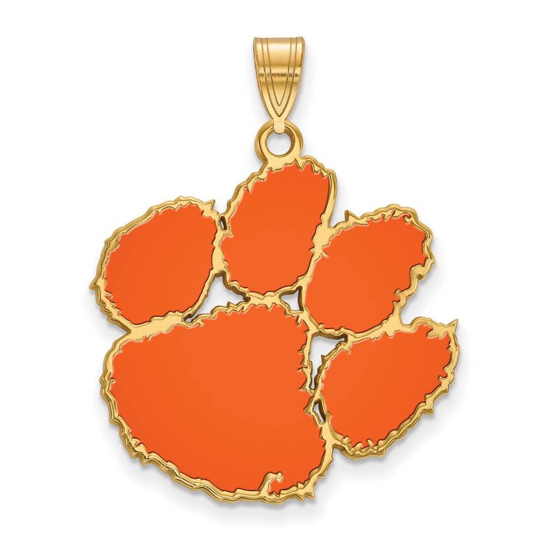 14k Gold Plated Silver Clemson U Xl Enamel Pendant